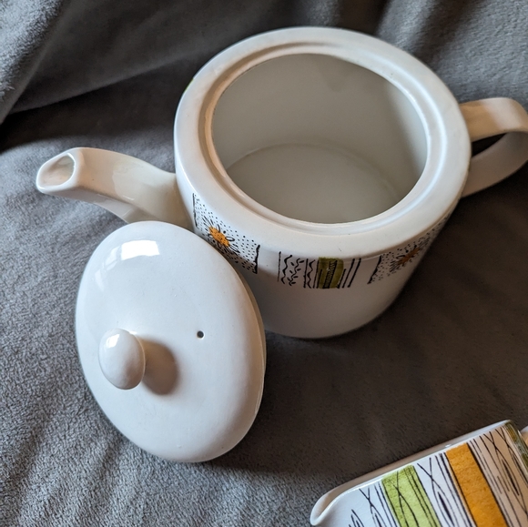 Midwinter Sienna Cream Sugar Set no Lid Teapot England Kathy Winkle - Picture 5 of 10